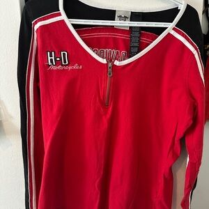 Harley-Davidson Red and White Zip-Up Top